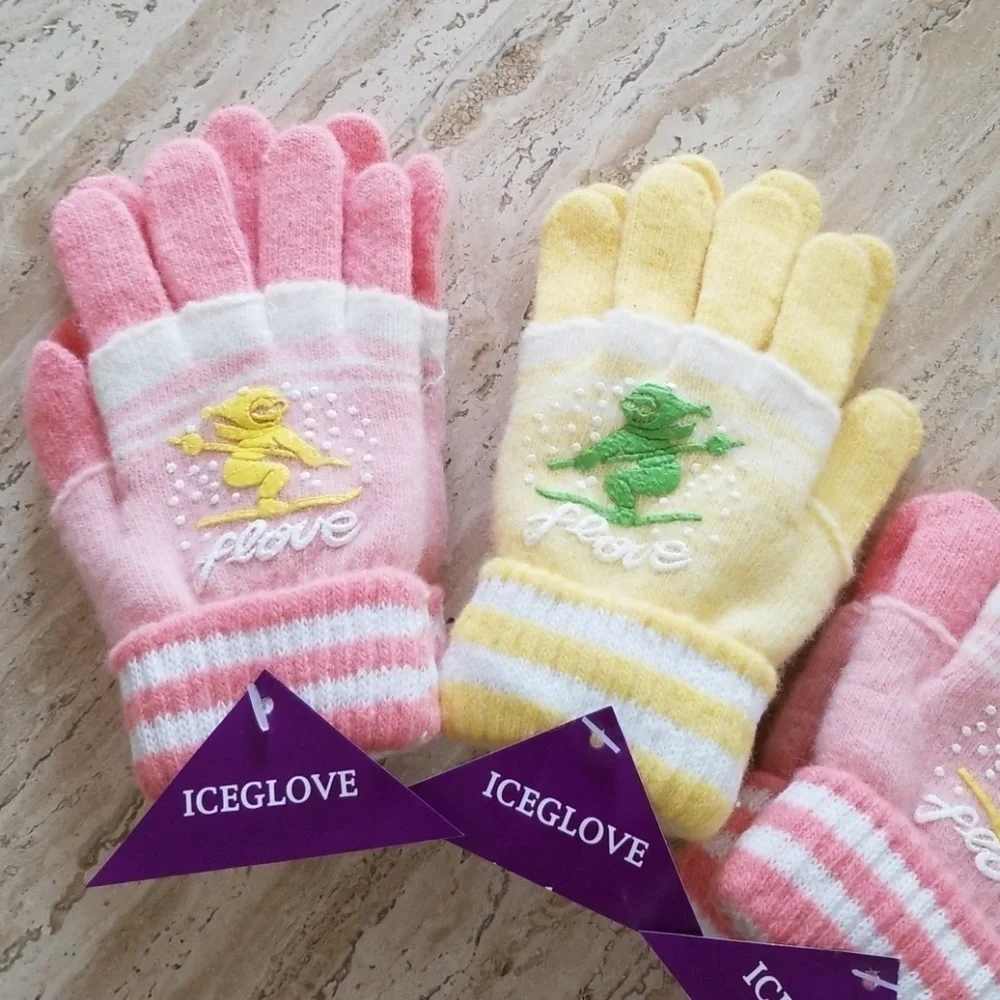 Set of 3 New Multicolor Double Layered 2 in 1 Wool Blend Cozy Warm Gloves